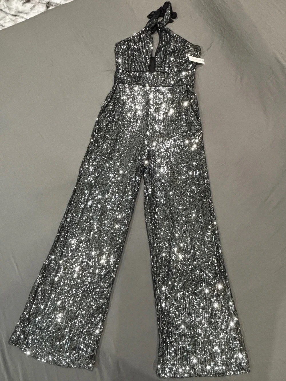 Anthropologie Women’s Sequin Halter Wide-Leg Jumpsuit - Picture 6 of 7